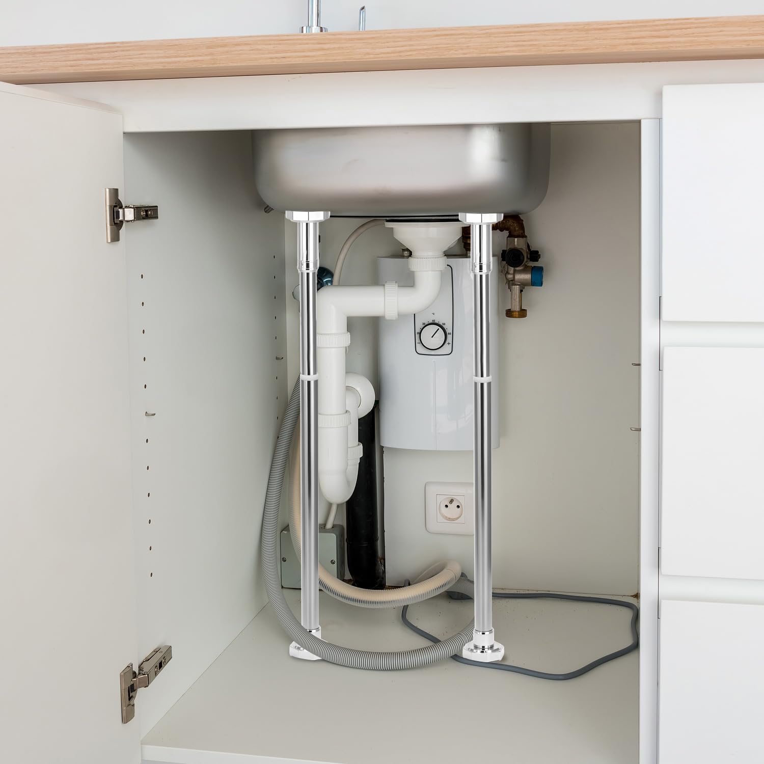 QWORK Undermount Sink Brackets, 2 Pack Adjustable Stainless Steel Undermount Sink Support Legs (19.7-31.5), for Kitchen Sink